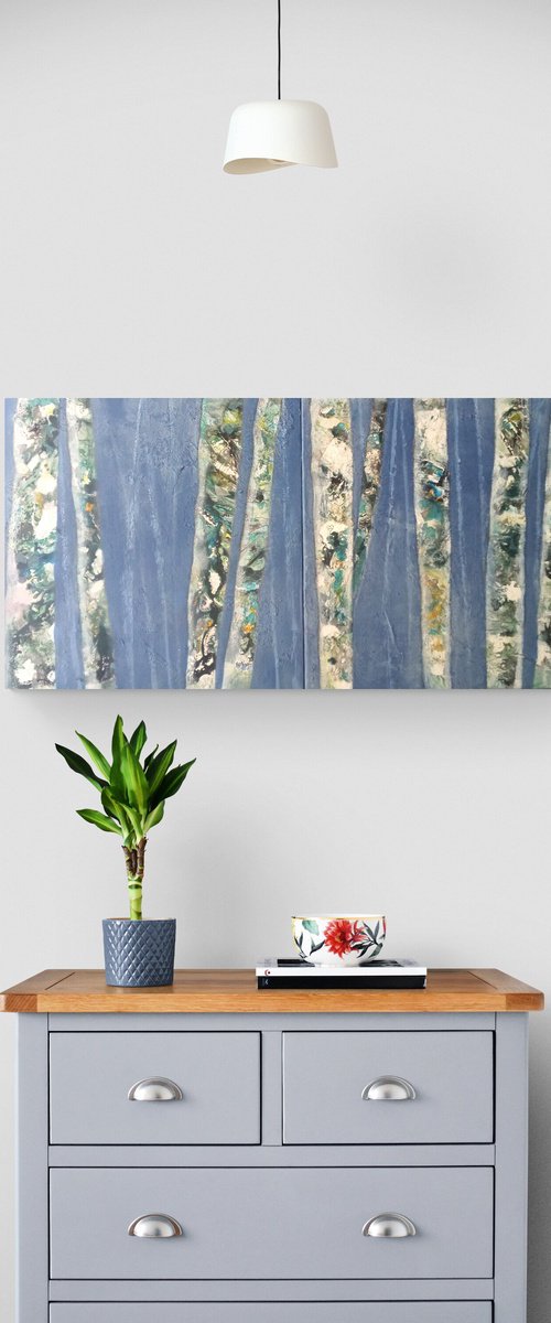 In the heart of the forest ...Diptyque 2X60X60 cm by Sylvie Oliveri