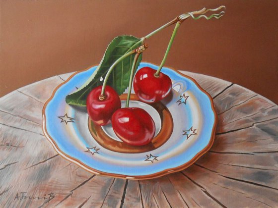 Still Life with Cherries on a Saucer