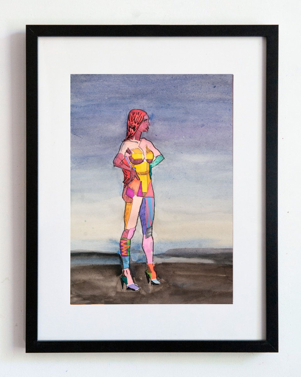 Impressionistic Portrait Watercolour By Bohdan Katolyk, 17 X 19, Waits With Her Eyes, Original Artwork