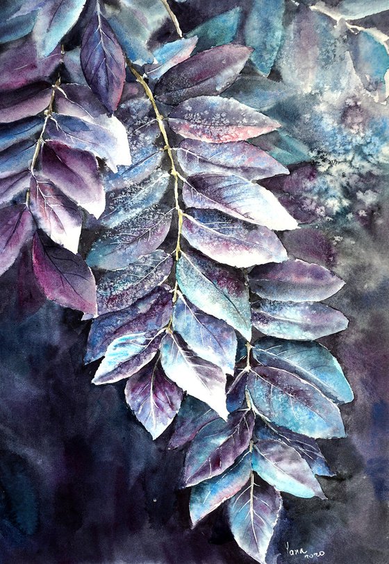 Magical Leaves - ORIGINAL Watercolor Painting - Botanical Art