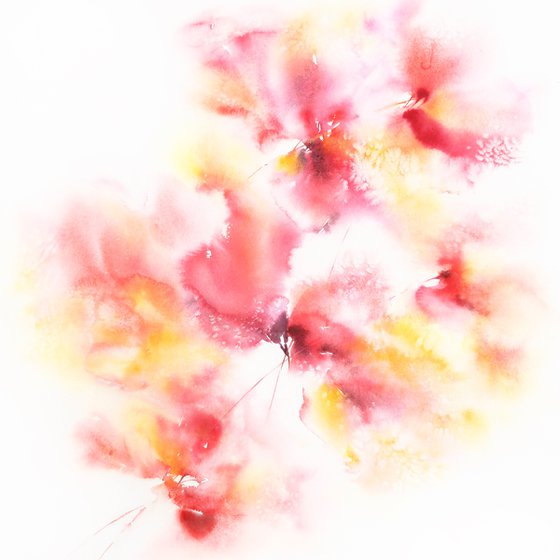 Red abstract flowers