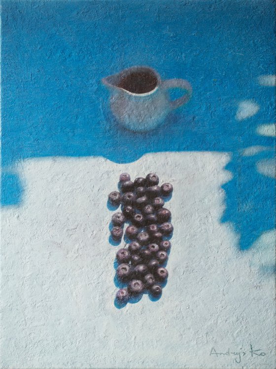 The Cream Jug and Blueberries on a Sunny Day