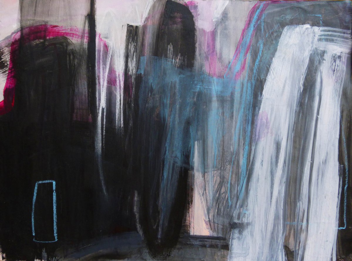 Organic Cityscapes Painting By Cynthia Gregorova, 26 X 18, Three Buildings, Original Artwork