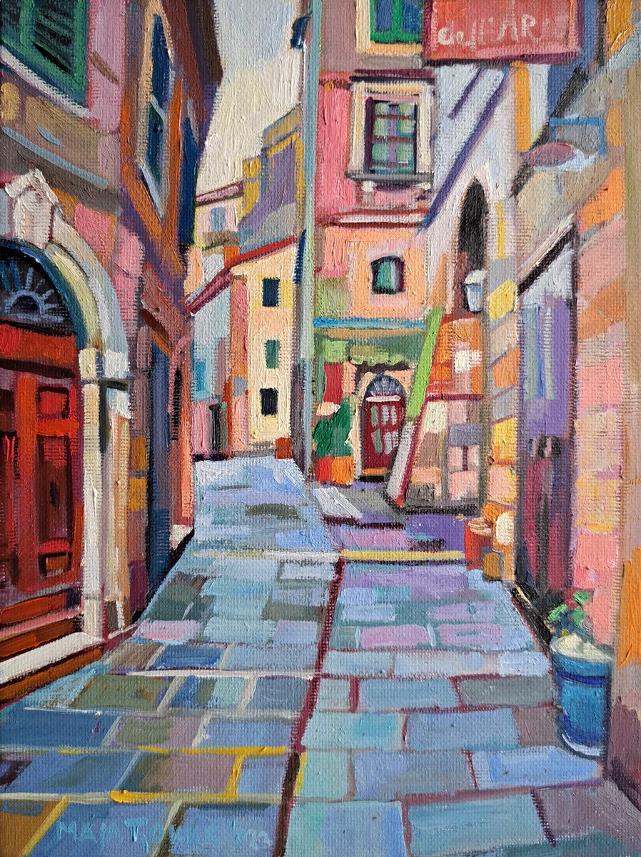 Street in Sorano Oil painting by Maja Đokić Mihajlović | Artfinder