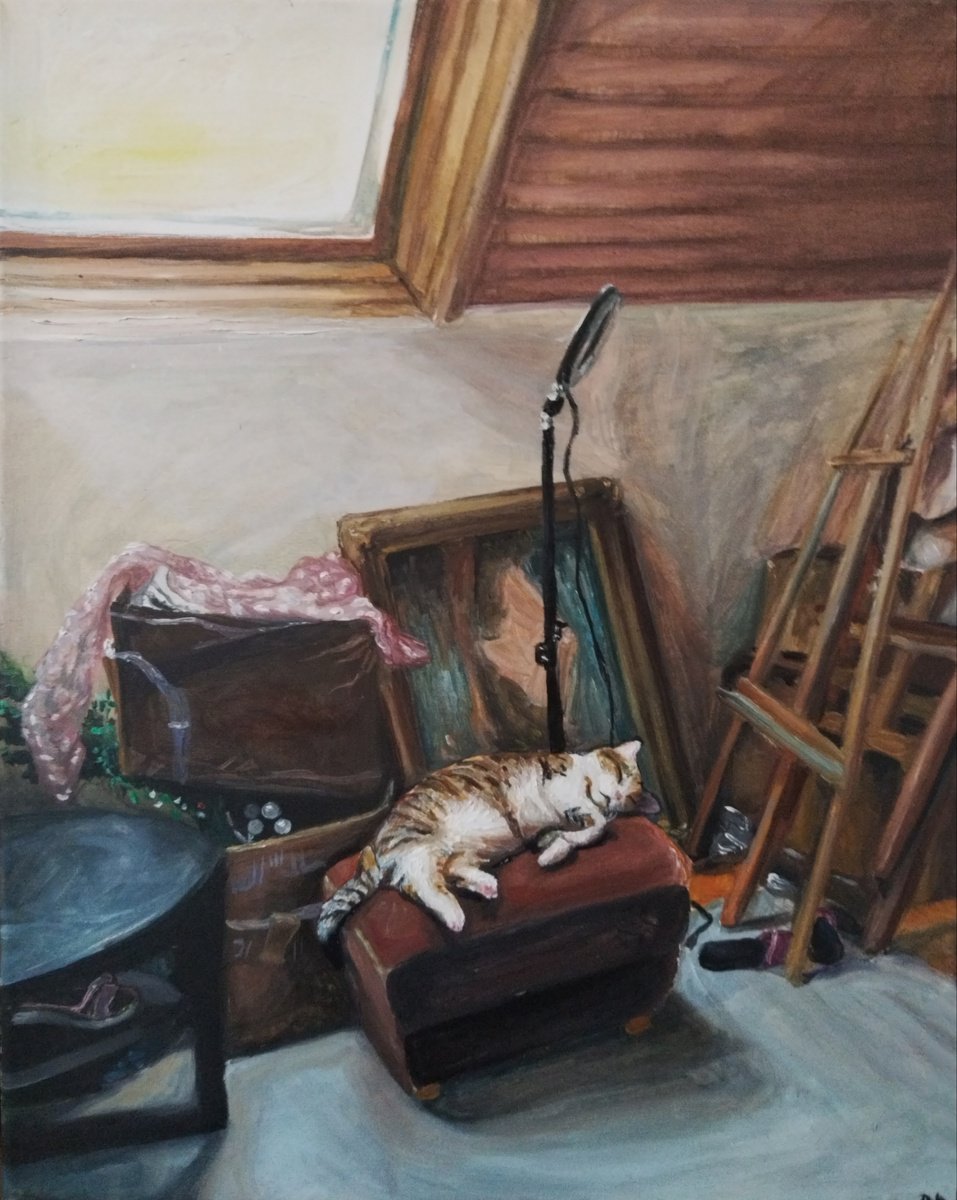 Still Life Oil Painting By Viktoria Deri, 16 X 20", Resting State, Original Artwork