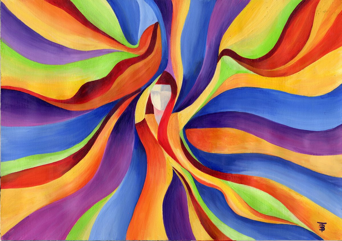 Organic Abstract Acrylic Painting By Tiffany Budd, 26 X 18", The Colour Explosion