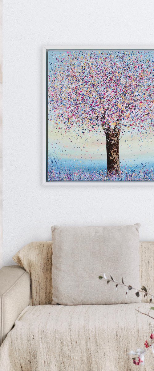 Tree Painting - To Unfolding Joy by Shazia Basheer