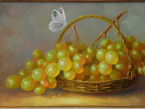 "Grapes" Oil on canvas Original art Kitchen decor