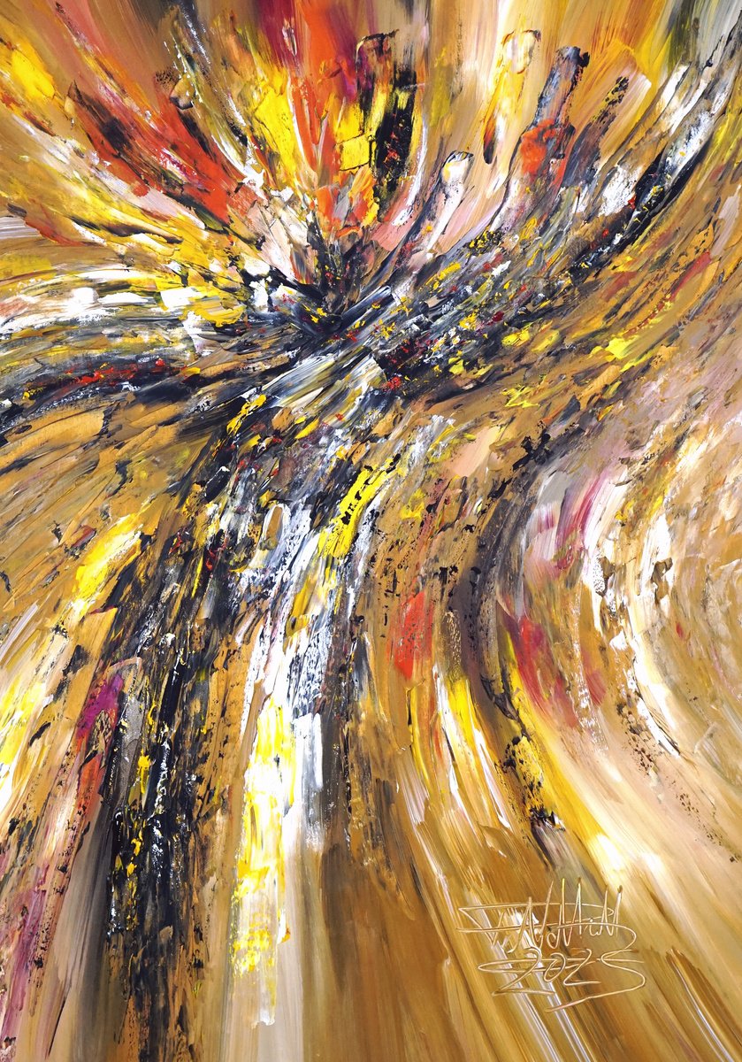 Abstract Acrylic Painting By Peter Nottrott, 28 X 39", Autumn Symphony A 1, Original Artwork