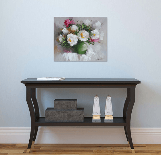 Peonies  (50x60cm, oil painting, ready to hang)