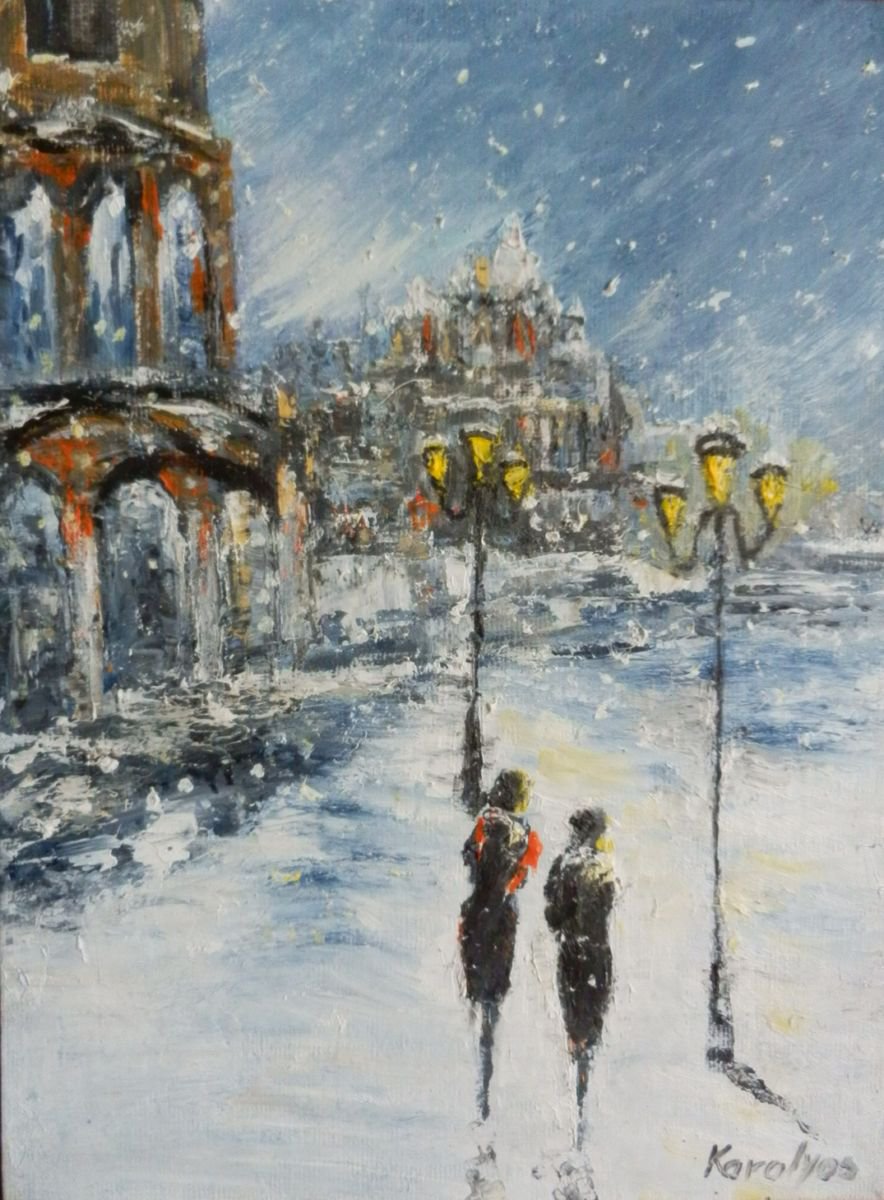 Walk in a winter night by Maria Karalyos