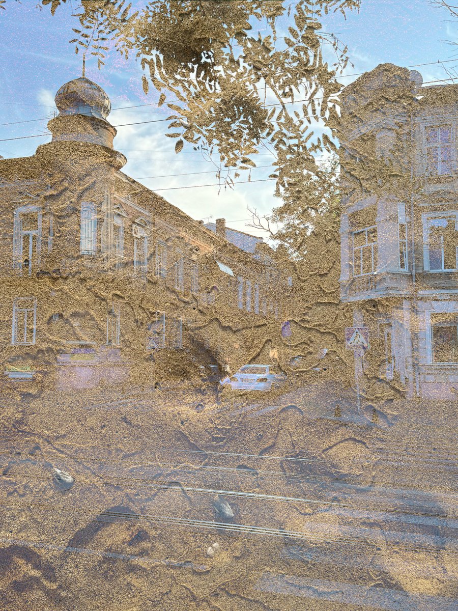 Abstract Cityscapes Giclee Print By Yuliia Sharapova, 17 X 22", Collage Night Cityscape&Sand, Original Artwork