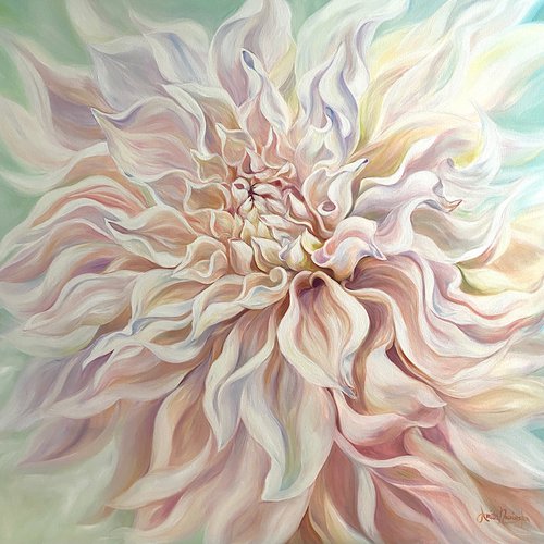 'Precious'- Dahlia Flower Painting by Anita Nowinska