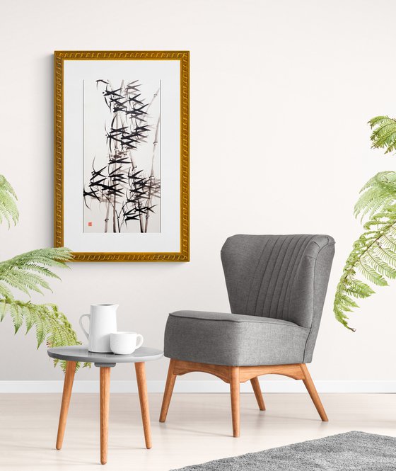 Bamboo in the wind - Bamboo series No. 2120 - Oriental Chinese Ink Painting