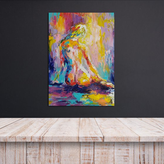 ''Morning'' - nude, erotic, body, woman, woman body, oil painting, a gift for him, gift for man, nu