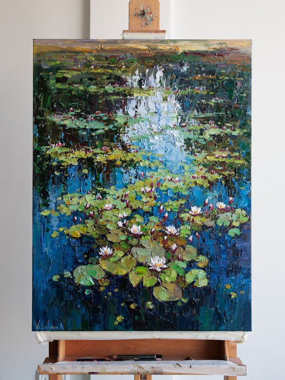 White Water Lilies in the Pond