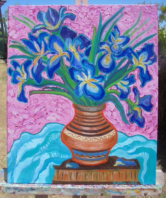 Flower Vase - Irises 6 SOLD