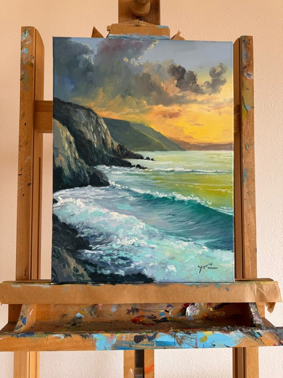 Golden Dusk at Sea