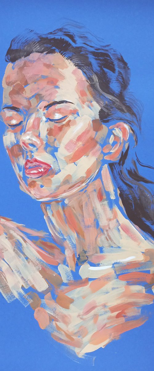 Acrylic woman portrait 50x35 cm by Tatiana Myreeva