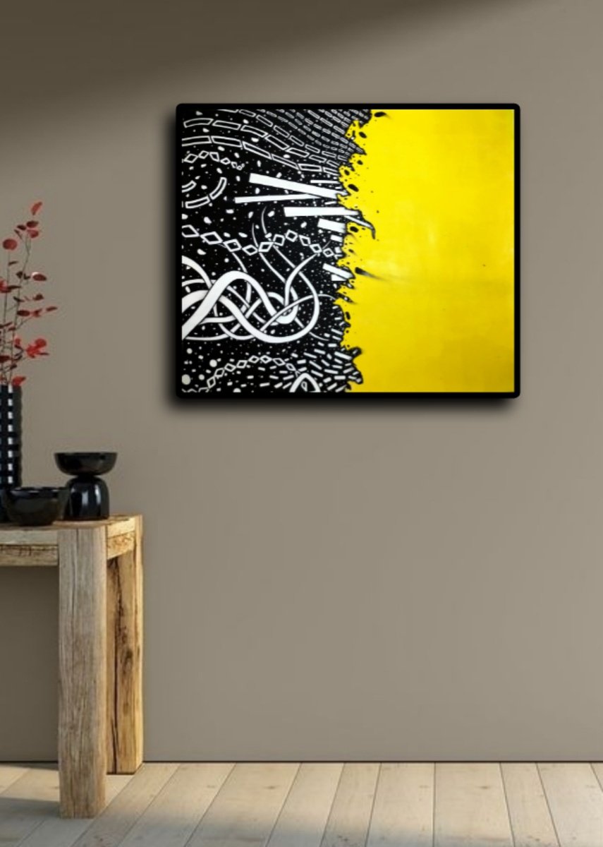 Abstract Acrylic Painting By Riccardo Ticco Capparella, 32 X 37", "How Deep Is The Sea!" #13, Original Artwork