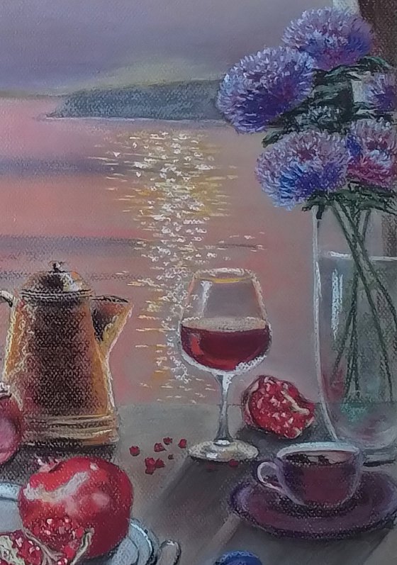 Sunset still life by the sea