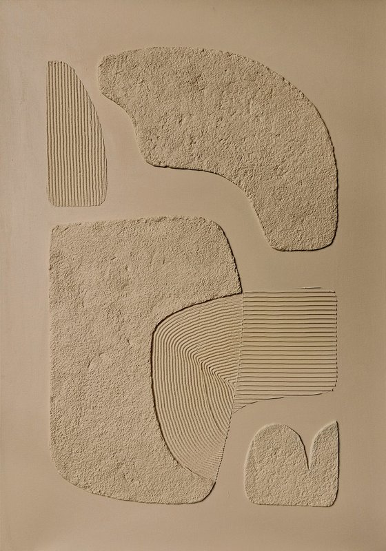 "Beige bay 2" Abstract high textured art