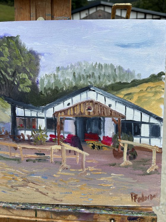 Cafe by the hill. PleinAir