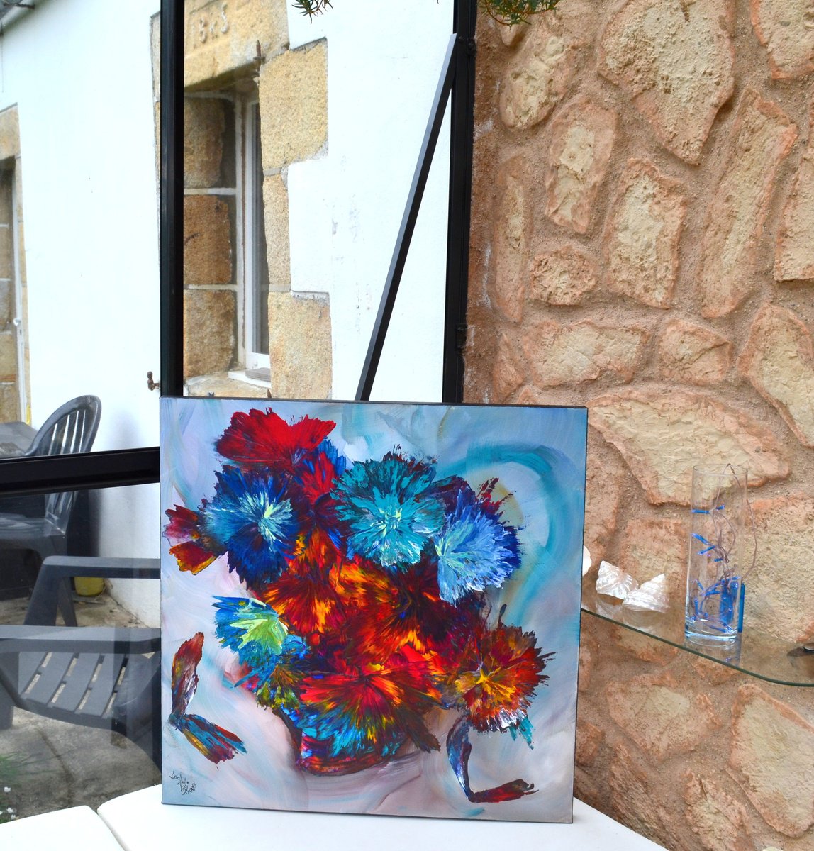 Abstract Acrylic Painting By Isabelle Vobmann, 28 X 28, Le Jardin D