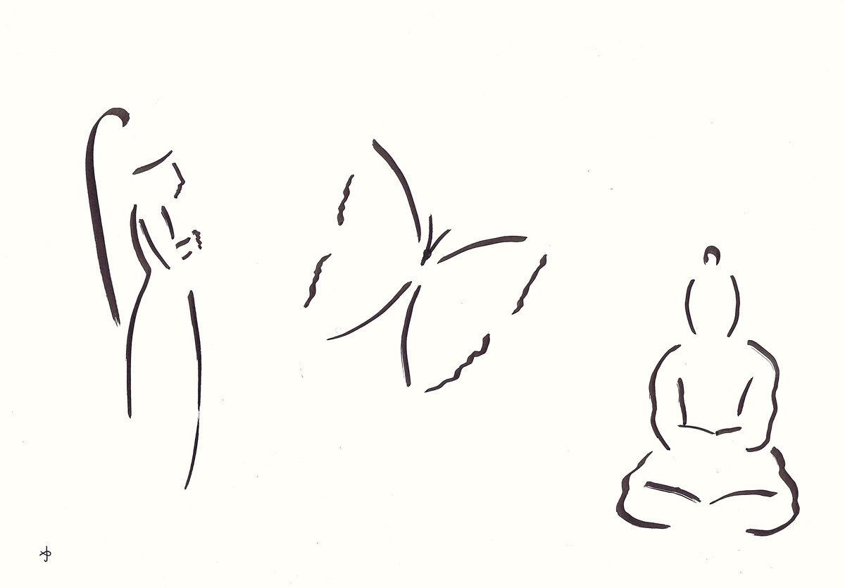 Expressive Animal Ink Drawing By David Jones, 17 X 12, Together #2404A, Original Artwork