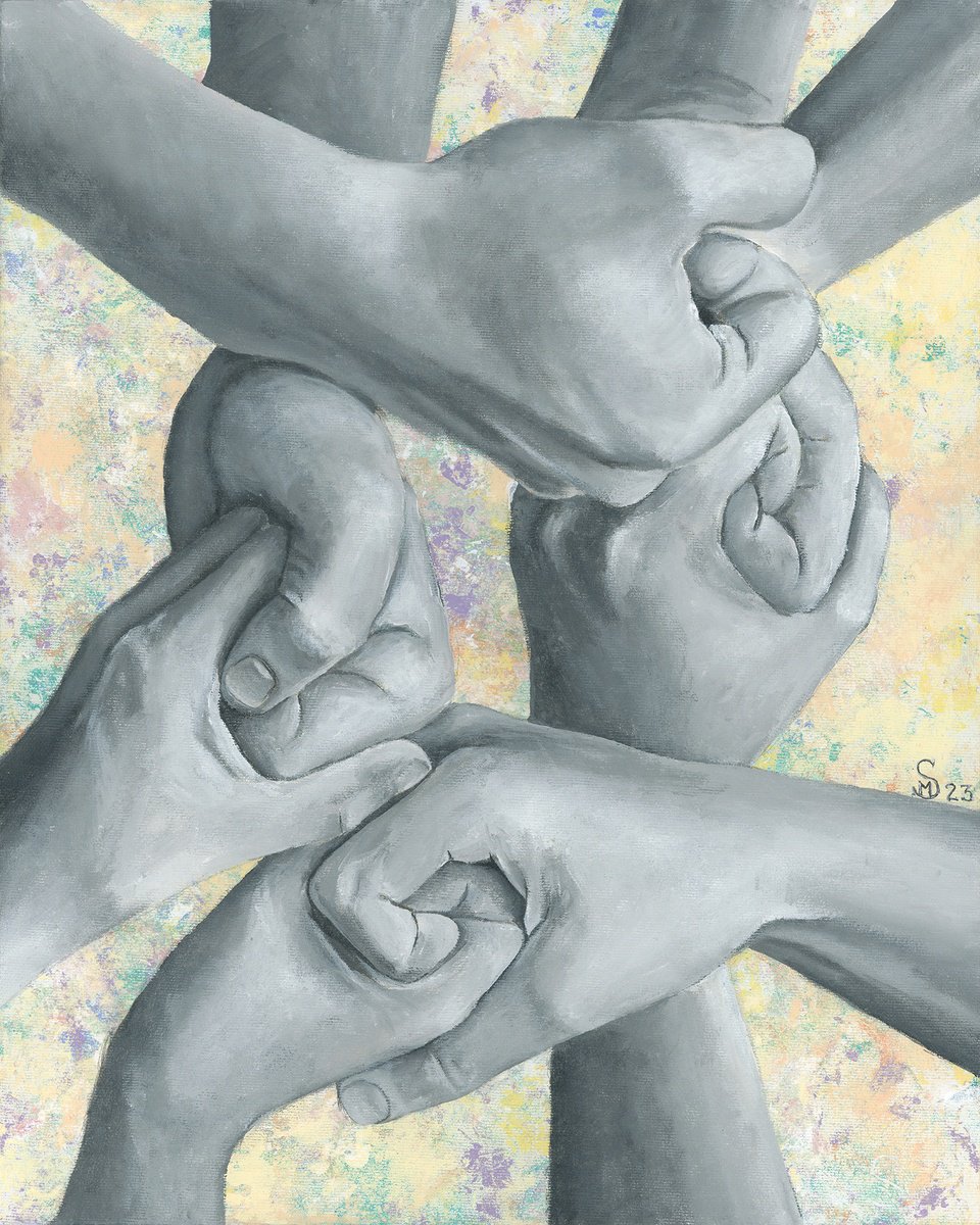 Expressive Portrait Acrylic Painting By Margarita Stepanova, 16 X 20", United Souls, Original Artwork