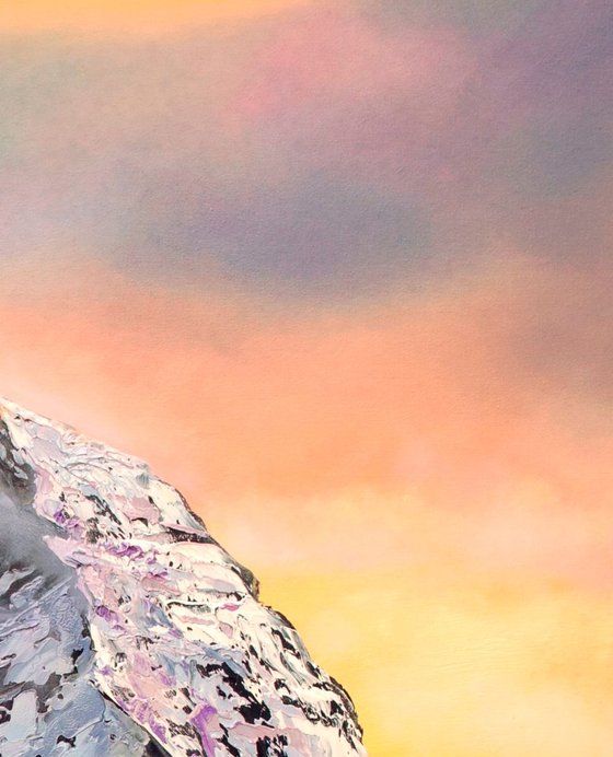 Matterhorn. Sunset. - original Swiss mountain landscape oil painting