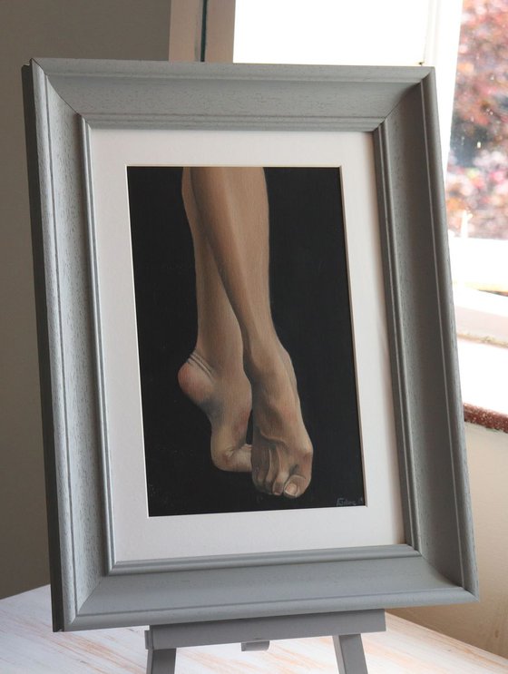 Demi-pointe, Ballet Feet, On Pointe Painting, Ballerina, Dance, Framed and Ready to Hang, Feet on Tip-Toes
