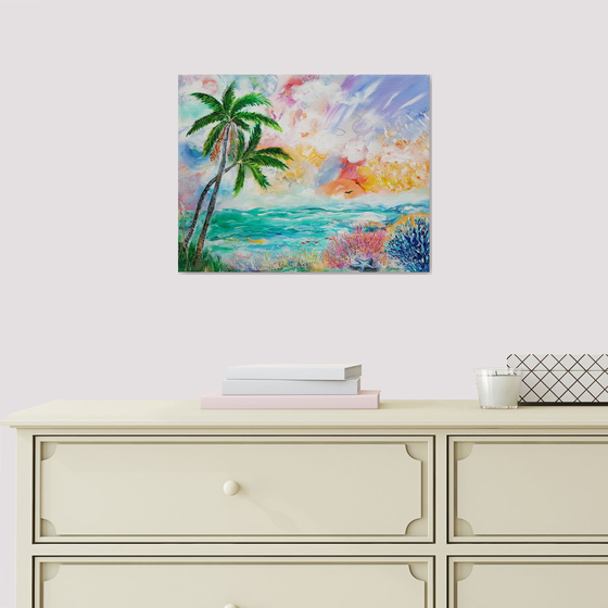 Ocean Bliss Abstract - original acrylic painting, ready to show on your wall, stretched