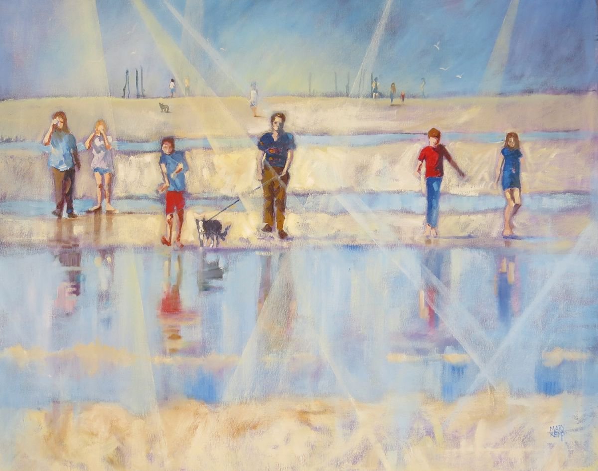 Seaside Day Out. Beach Painting. by Mary Kemp