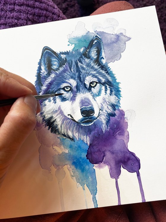 Colourful Wolf Painting