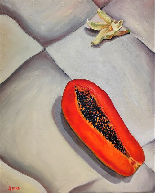 Papaya flower by Albina Urbanek