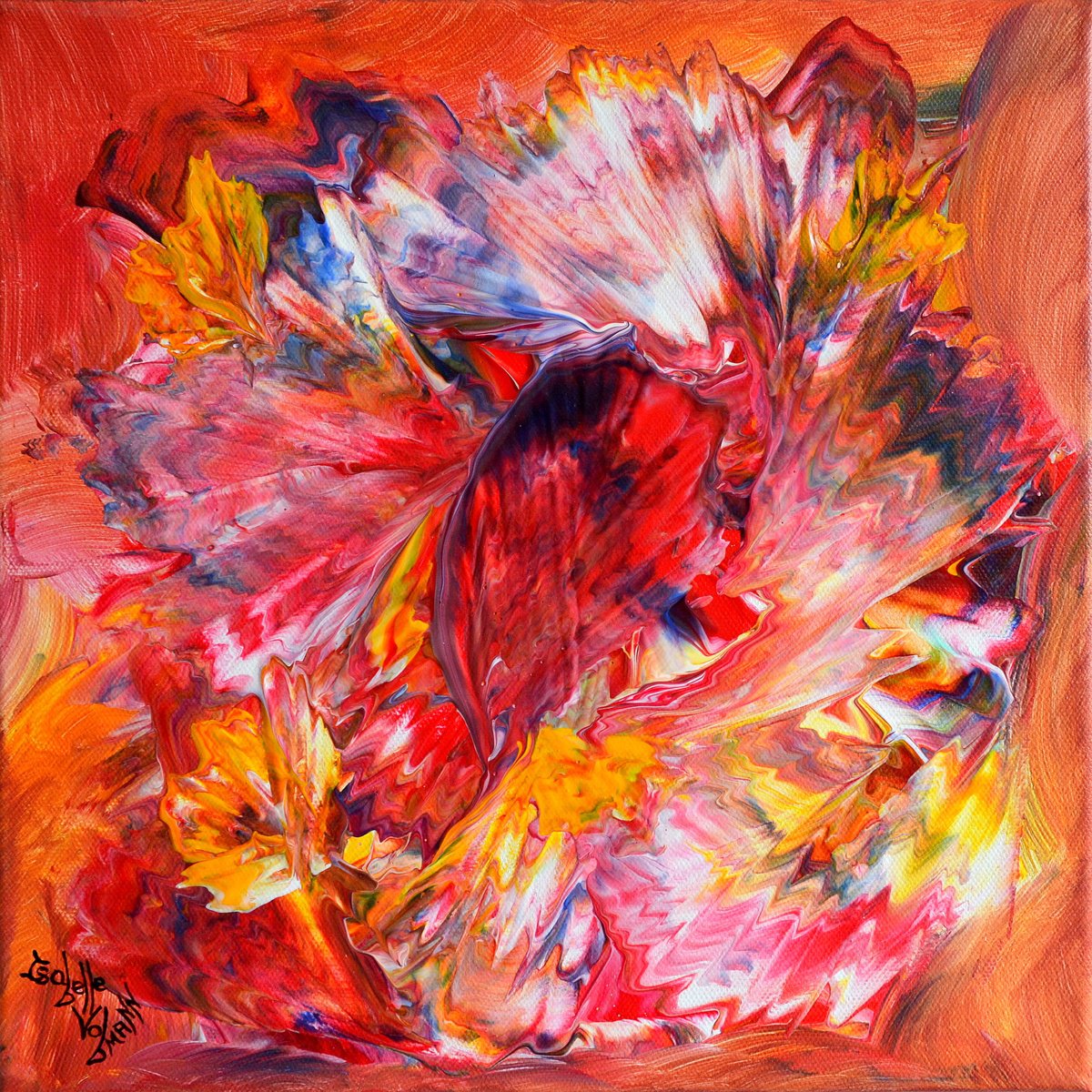 Hot Salsa - free shipping - abstract - palette knife - expressive and gestural painting by Isabelle Vobmann
