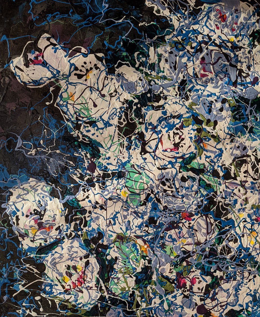 Expressive Abstract Oil Painting By Chris Walker, 18 X 22, Helleborate, Original Artwork