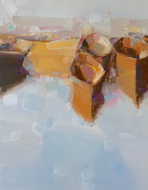 Boats, Original oil painting, Handmade artwork, One of a kind Signed by Vahe Yeremyan