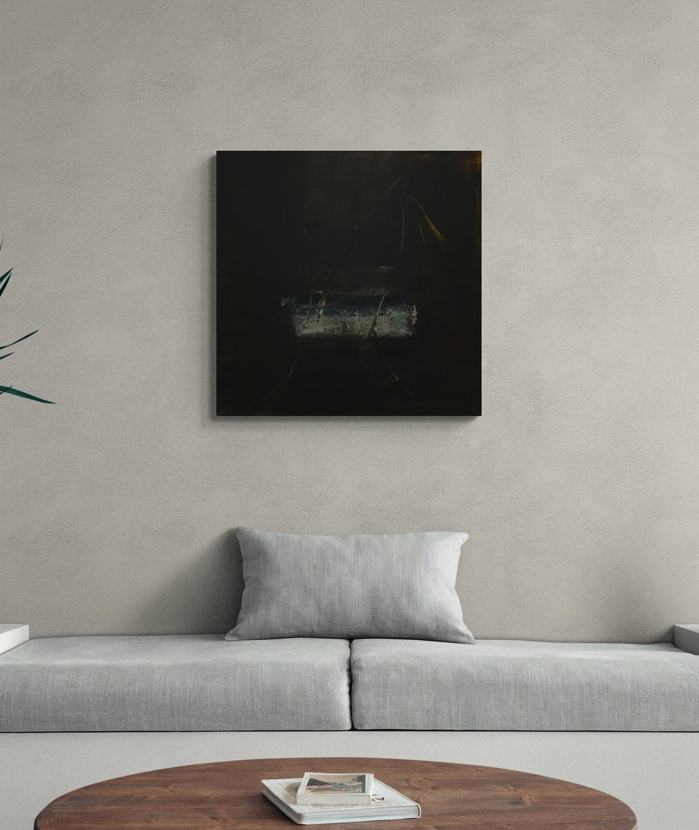 Organic Abstract Acrylic Painting By Kris Haas, 24 X 24", Bare Witness To The Breath Minimalist, Original Artwork