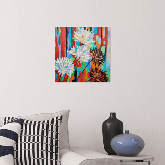 Abstract bouquet, 40x40 cm.