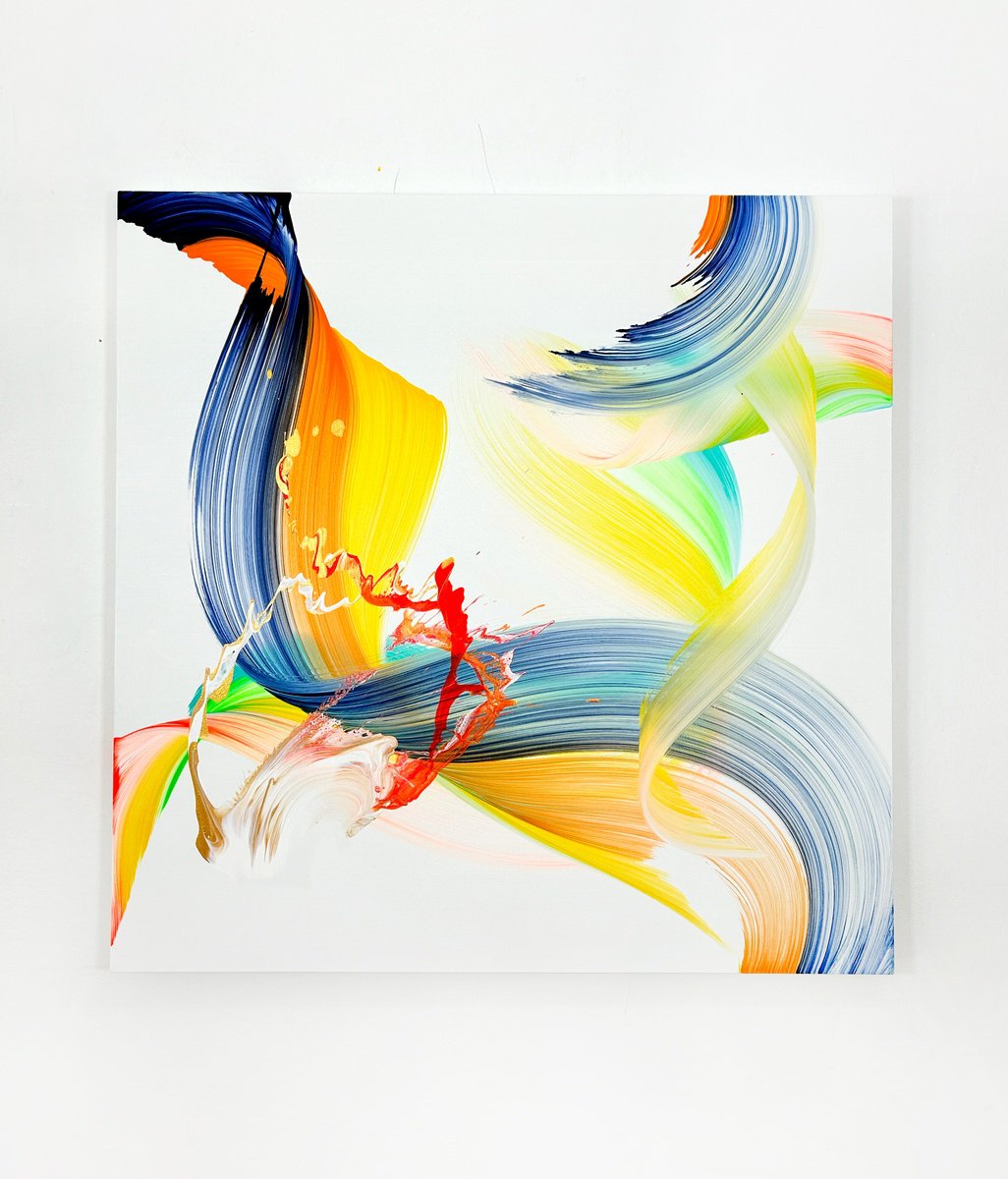 Organic Abstract Acrylic Painting By Nikolaos Schizas, 39 X 39", A Pray, Original Artwork