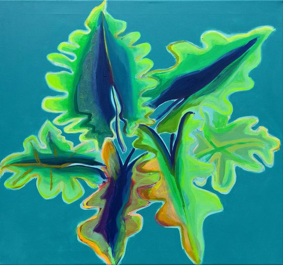 Blue and Green Alocasia Study