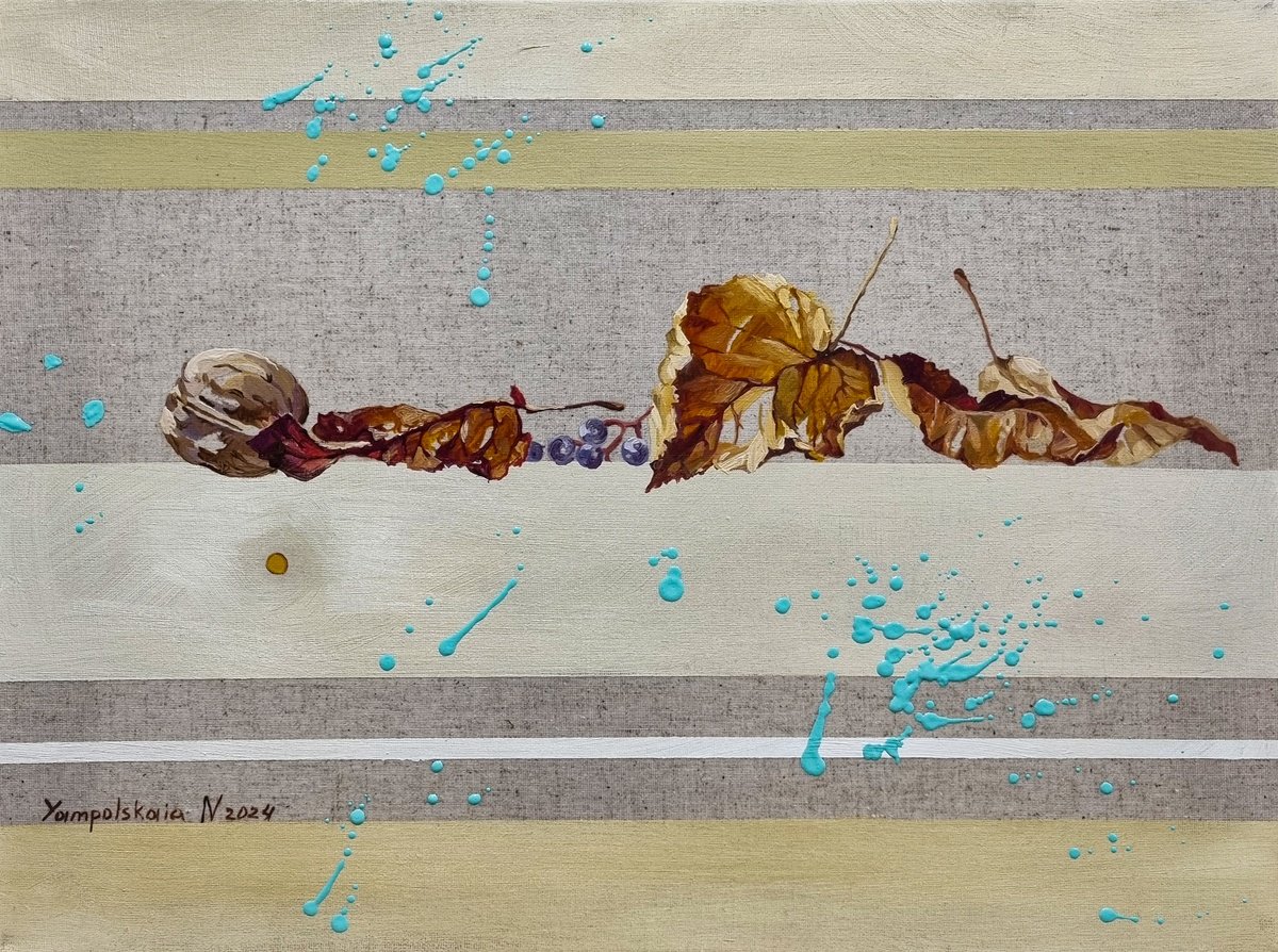 Impressionistic Still Life Oil Painting By Natalia Yampolskaia, 16 X 12", The Smell Of Autumn. Gifts 2, Original Artwork