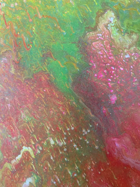 "Energy Orbiting" - FREE USA SHIPPING - Original Abstract PMS Fluid Acrylic Painting - 24 x 18 inches