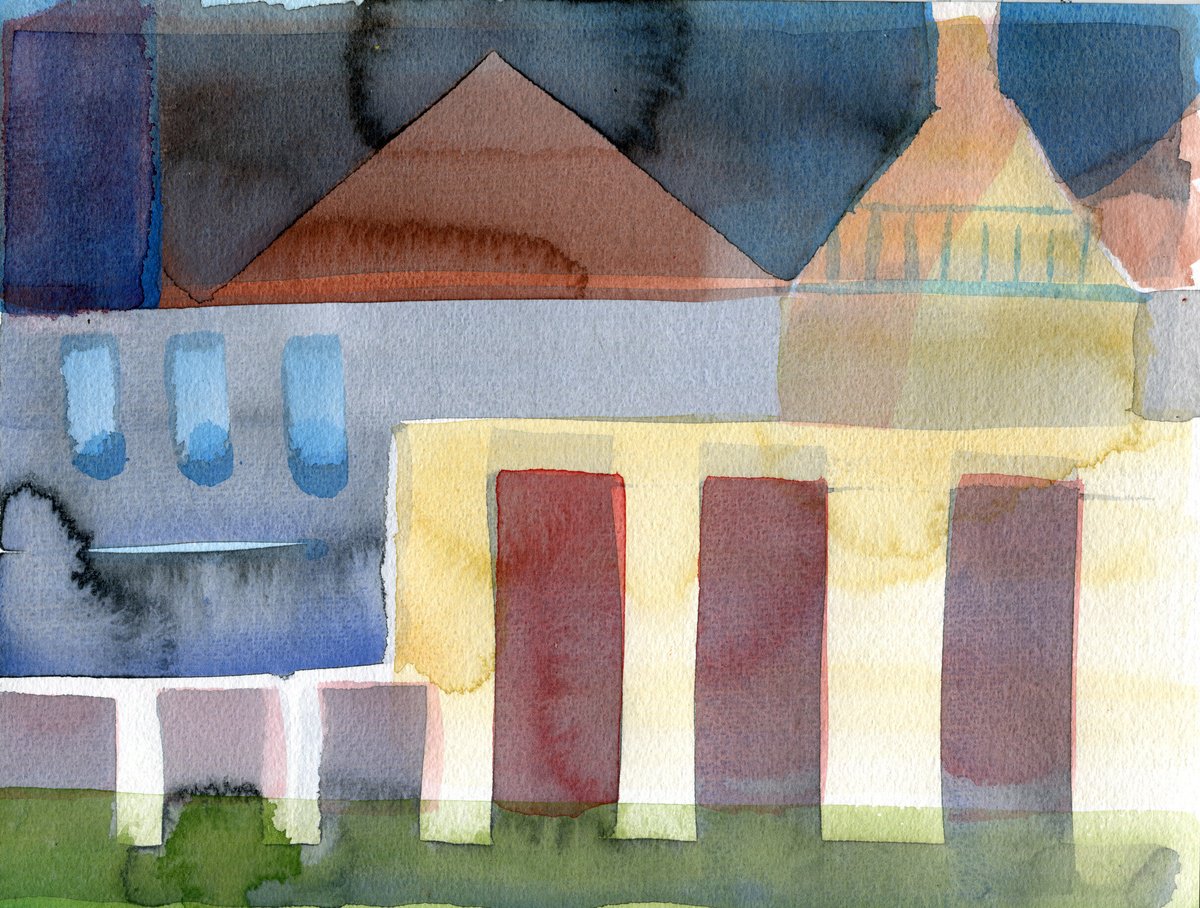 Abstract Cityscapes Watercolour By Elizabeth Anne Fox, 11 X 9, City Streets 1, Original Artwork