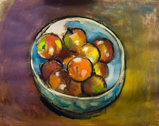 Fruit Bowl with Apples and Orange