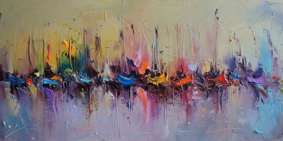 colorful shadows , Abstract Oil Painting on Canvas