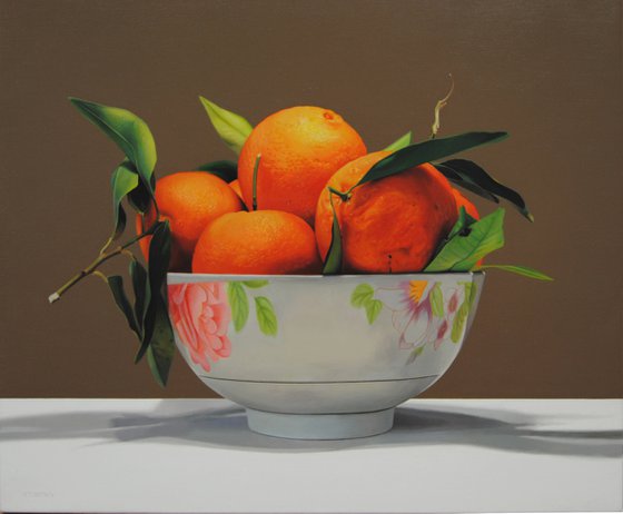 Tangerines , Original oil on canvas painting