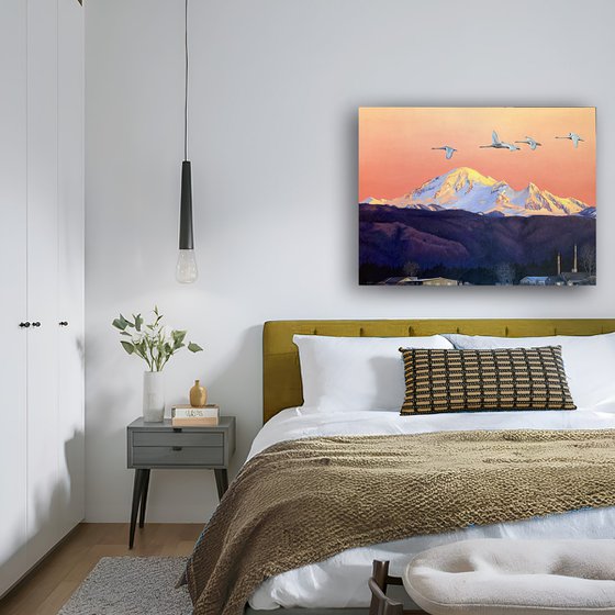 Swans over Mt Baker
